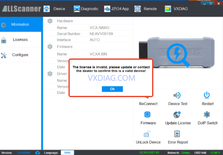 How to Fix License Update Errors in VX Manager – VXDIAG Official Website